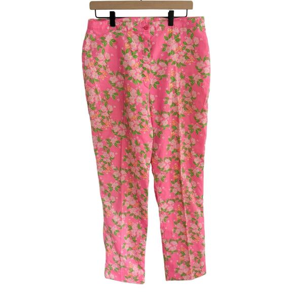 Vtg 1960s 1970s Lilly Pulitzer Pink Floral Pants - Picture 1 of 13